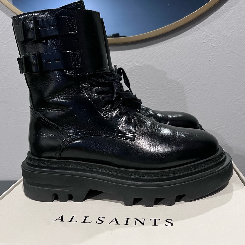 All Saints Black Leather Boots